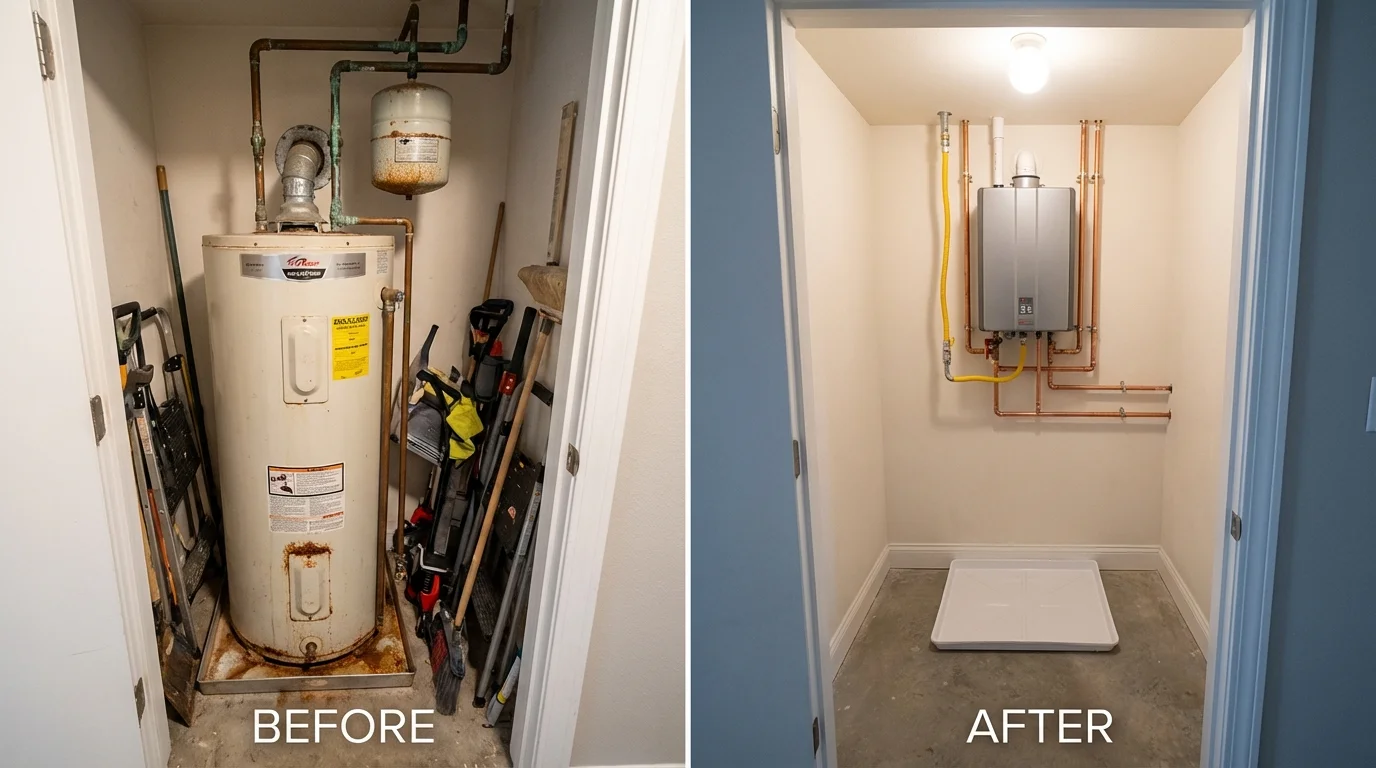 Tank water heater versus wall-mounted tankless unit comparison for Goleta, CA homeowners