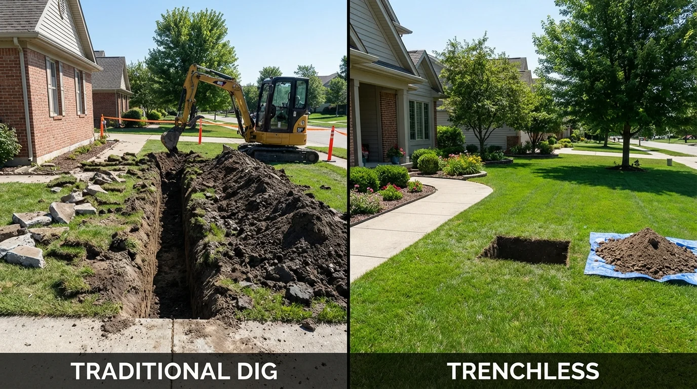 Trenchless sewer repair with minimal yard damage versus traditional excavation in Goleta, CA